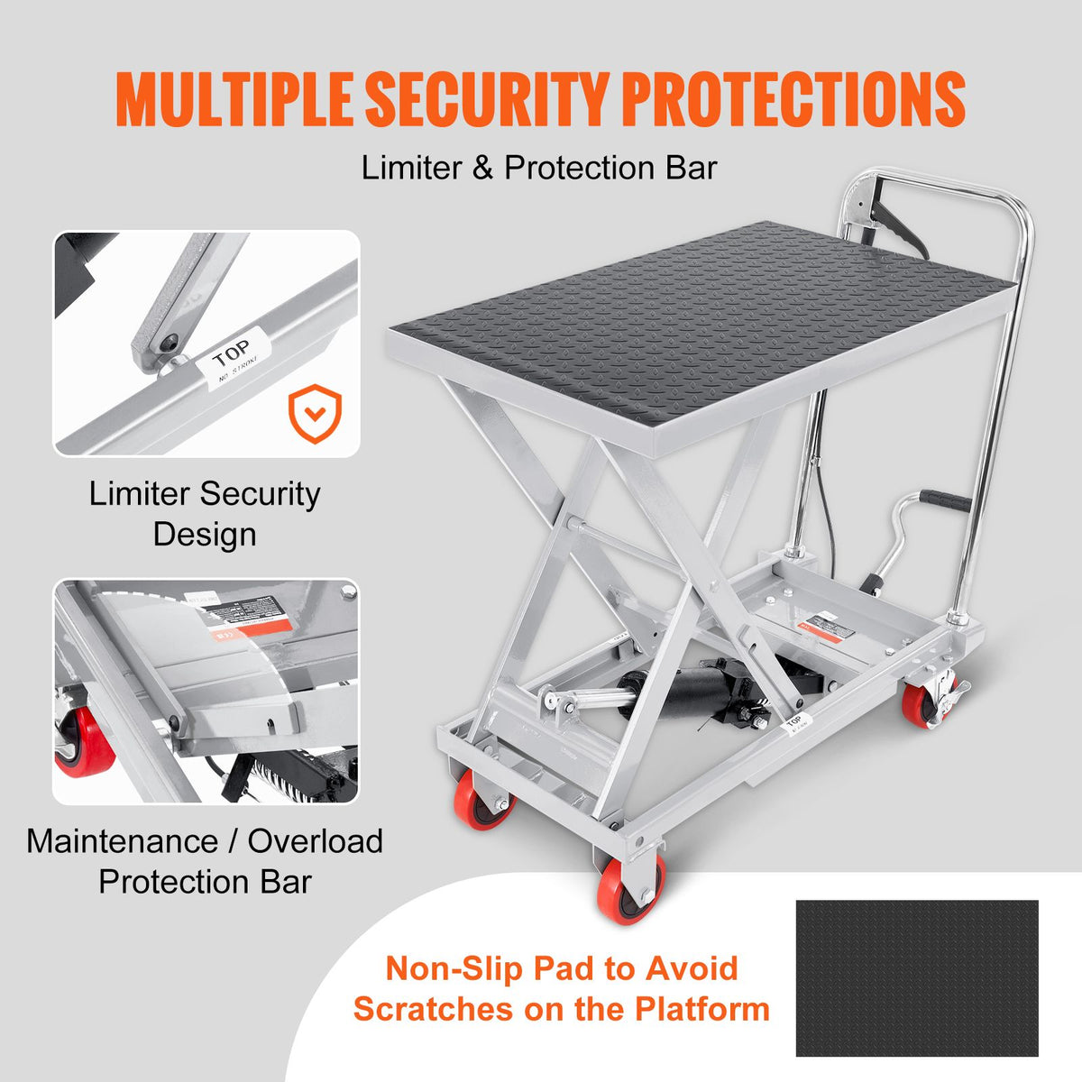 Hydraulic Lift Table Cart, 500lbs Capacity 28.5
