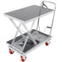 Hydraulic Lift Table Cart, 500lbs Capacity 28.5" Lifting Height, Manual Single Scissor Lift Table with 4 Wheels and Non-slip Pad, Hydraulic Scissor Cart for Material Handling, Gray