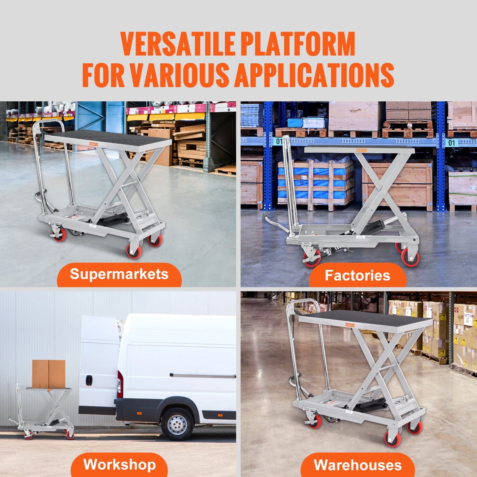 Hydraulic Lift Table Cart, 500lbs Capacity 28.5
