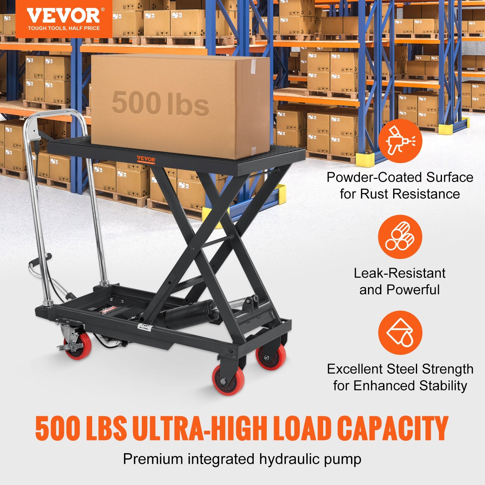 Hydraulic Lift Table Cart, 330lbs Capacity 28.5