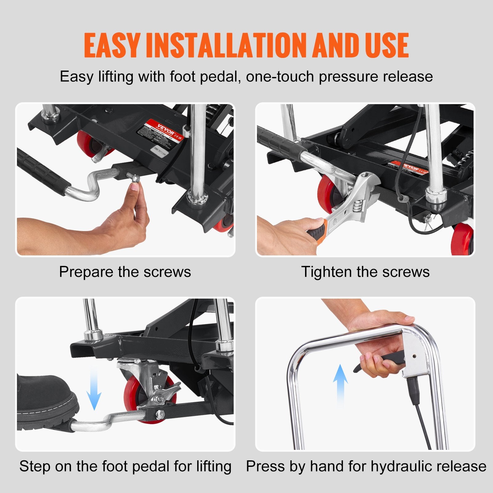 Hydraulic Lift Table Cart, 330lbs Capacity 28.5