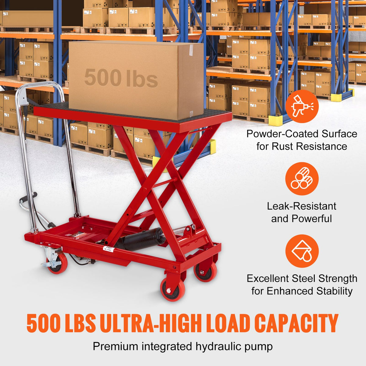 Hydraulic Lift Table Cart, 330lbs Capacity 28.5