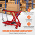 Hydraulic Lift Table Cart, 330lbs Capacity 28.5" Lifting Height, Manual Single Scissor Lift Table with 4 Wheels and Non-slip Pad, Hydraulic Scissor Cart for Material Handling, Red