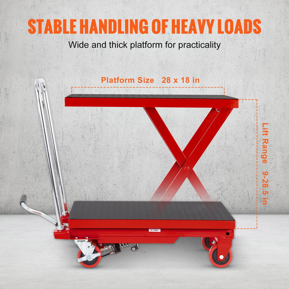 Hydraulic Lift Table Cart, 330lbs Capacity 28.5
