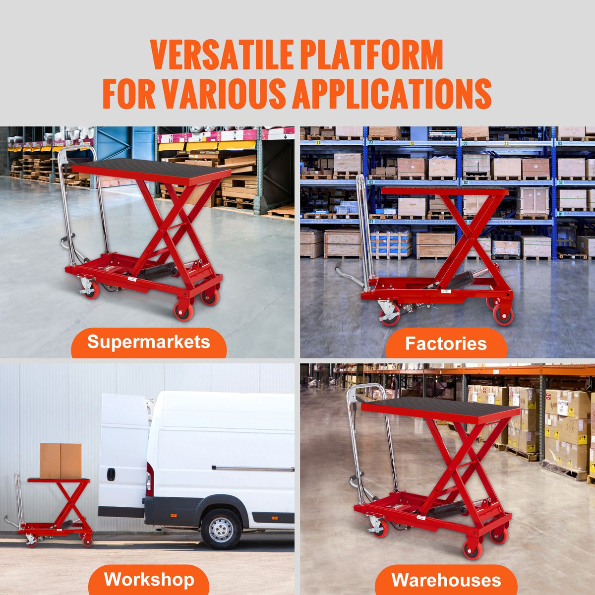 Hydraulic Lift Table Cart, 330lbs Capacity 28.5