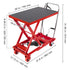 Hydraulic Lift Table Cart, 330lbs Capacity 28.5" Lifting Height, Manual Single Scissor Lift Table with 4 Wheels and Non-slip Pad, Hydraulic Scissor Cart for Material Handling, Red
