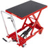 Hydraulic Lift Table Cart, 330lbs Capacity 28.5" Lifting Height, Manual Single Scissor Lift Table with 4 Wheels and Non-slip Pad, Hydraulic Scissor Cart for Material Handling, Red