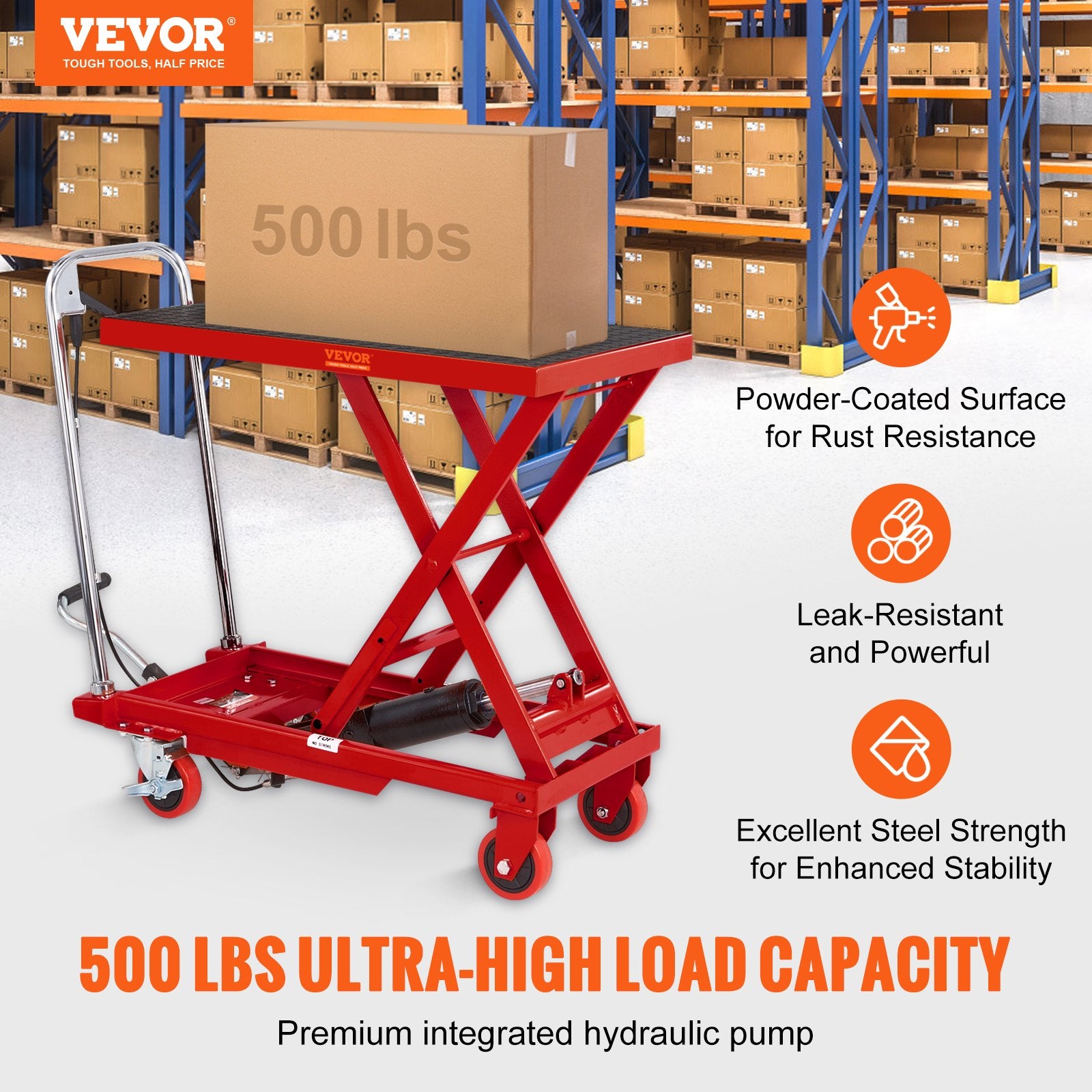 Hydraulic Lift Table Cart, 330lbs Capacity 28.5