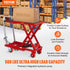 Hydraulic Lift Table Cart, 330lbs Capacity 28.5" Lifting Height, Manual Single Scissor Lift Table with 4 Wheels and Non-slip Pad, Hydraulic Scissor Cart for Material Handling, Red