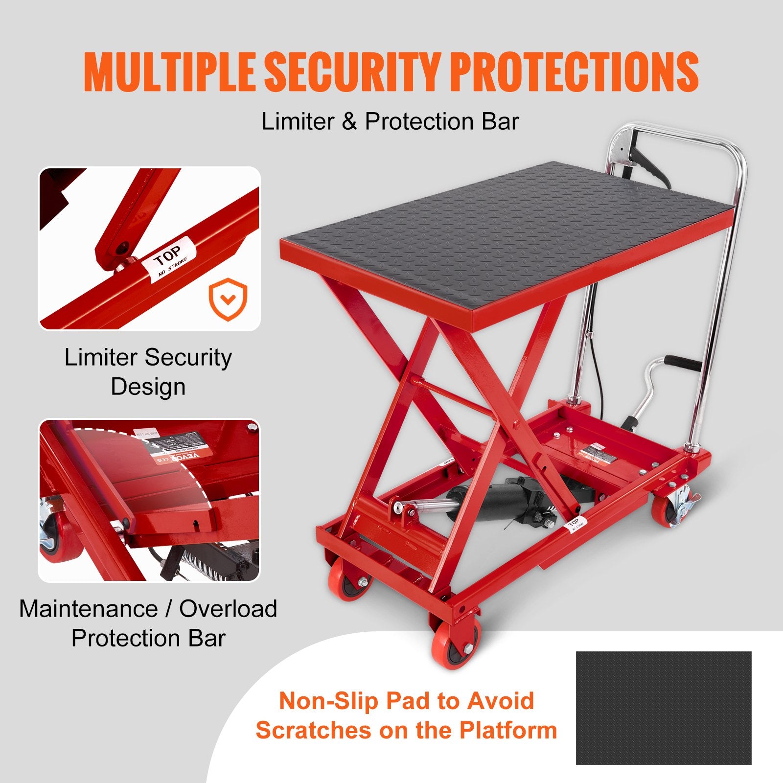 Hydraulic Lift Table Cart, 330lbs Capacity 28.5