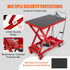 Hydraulic Lift Table Cart, 330lbs Capacity 28.5" Lifting Height, Manual Single Scissor Lift Table with 4 Wheels and Non-slip Pad, Hydraulic Scissor Cart for Material Handling, Red