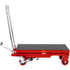 Hydraulic Lift Table Cart, 330lbs Capacity 28.5" Lifting Height, Manual Single Scissor Lift Table with 4 Wheels and Non-slip Pad, Hydraulic Scissor Cart for Material Handling, Red
