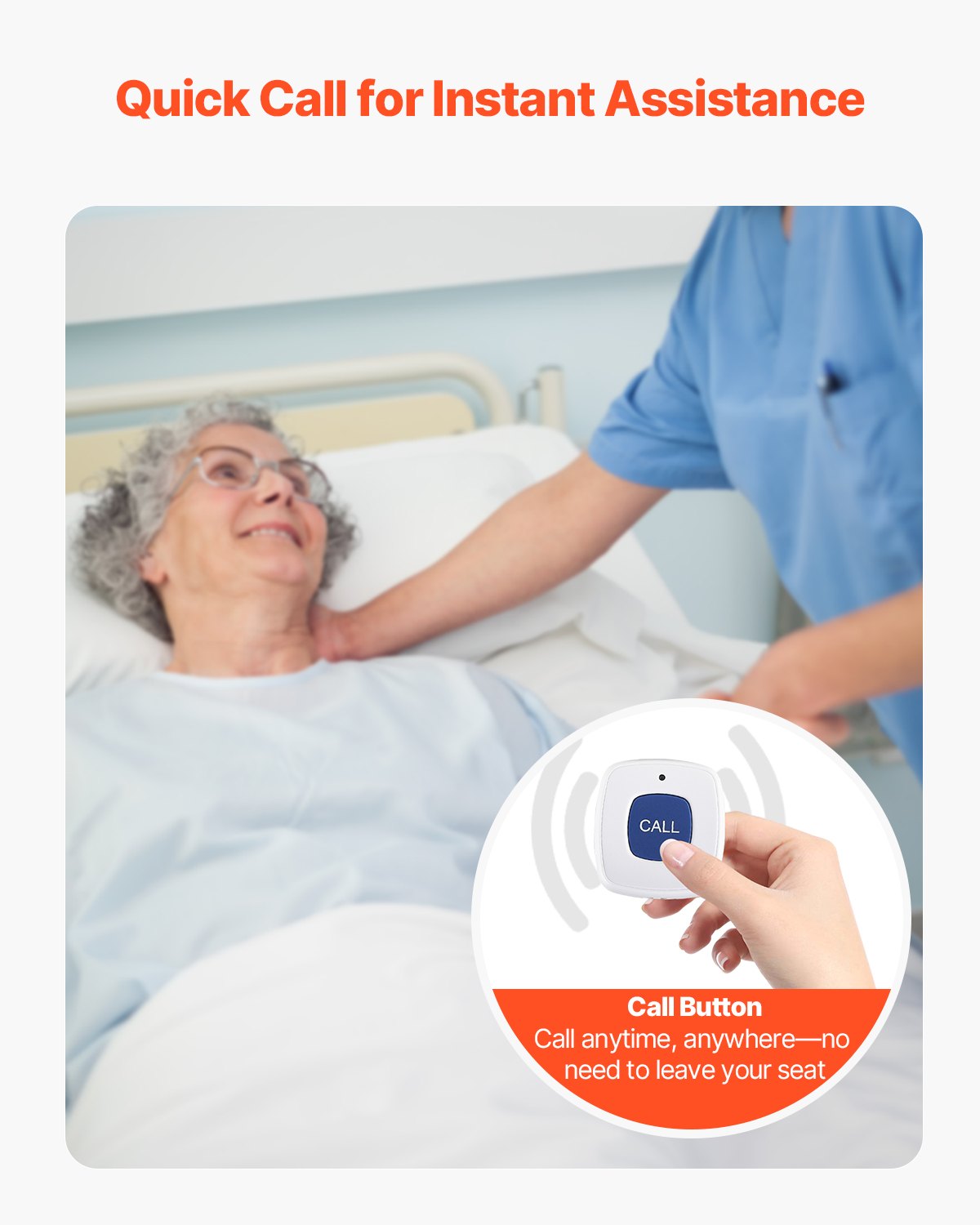 Early Alert Bed Alarm System Wireless Bed and Chair Sensor Pad with Pager