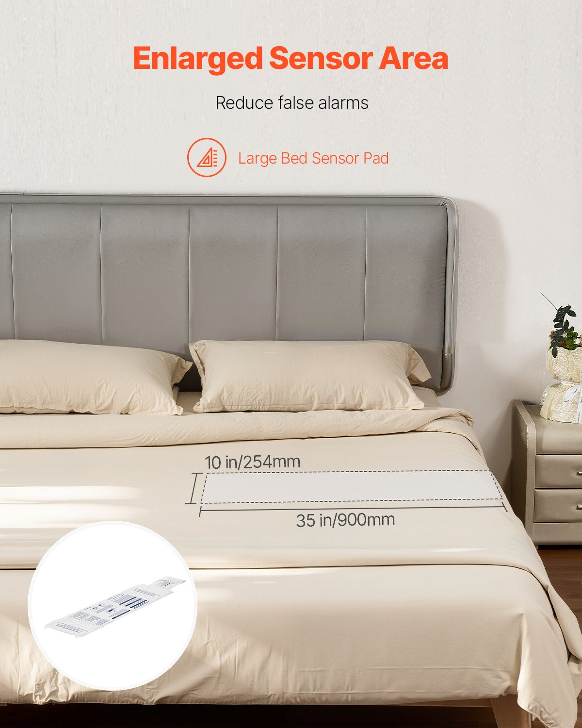 Early Alert Bed Alarm System Wireless Bed Sensor Pad & Call Button Pager