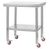 Stainless Steel Table, 60 x 76 cm Food Prep Worktable with Wheels, Kitchen Prep Table with Adjustable Undershelf Workstations for Commercial Kitchen, Restaurant, Hotel and Garage, Outdoor