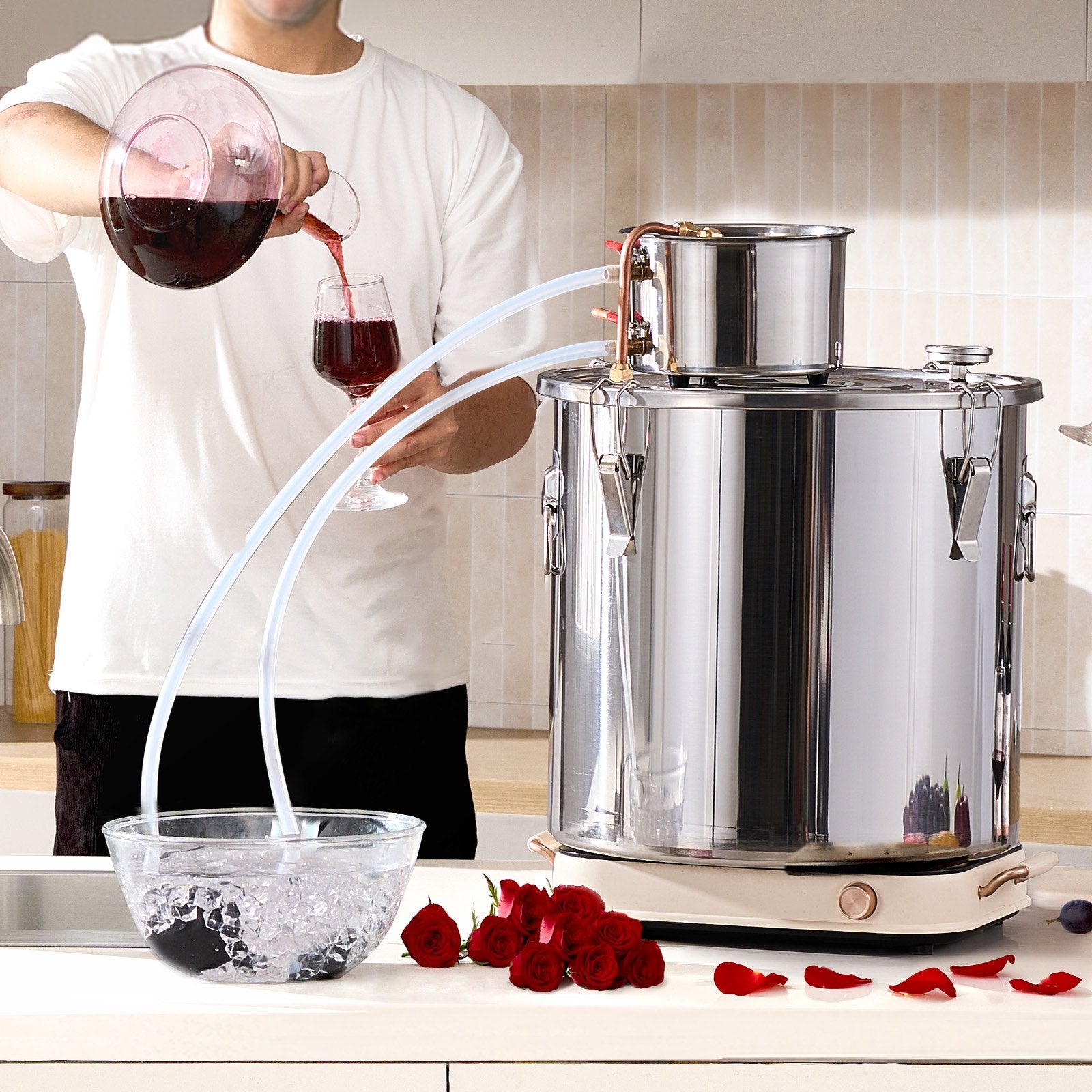 Moonshine Still 13 Gal Water Alcohol Distiller Brewing Kit Stainless Steel