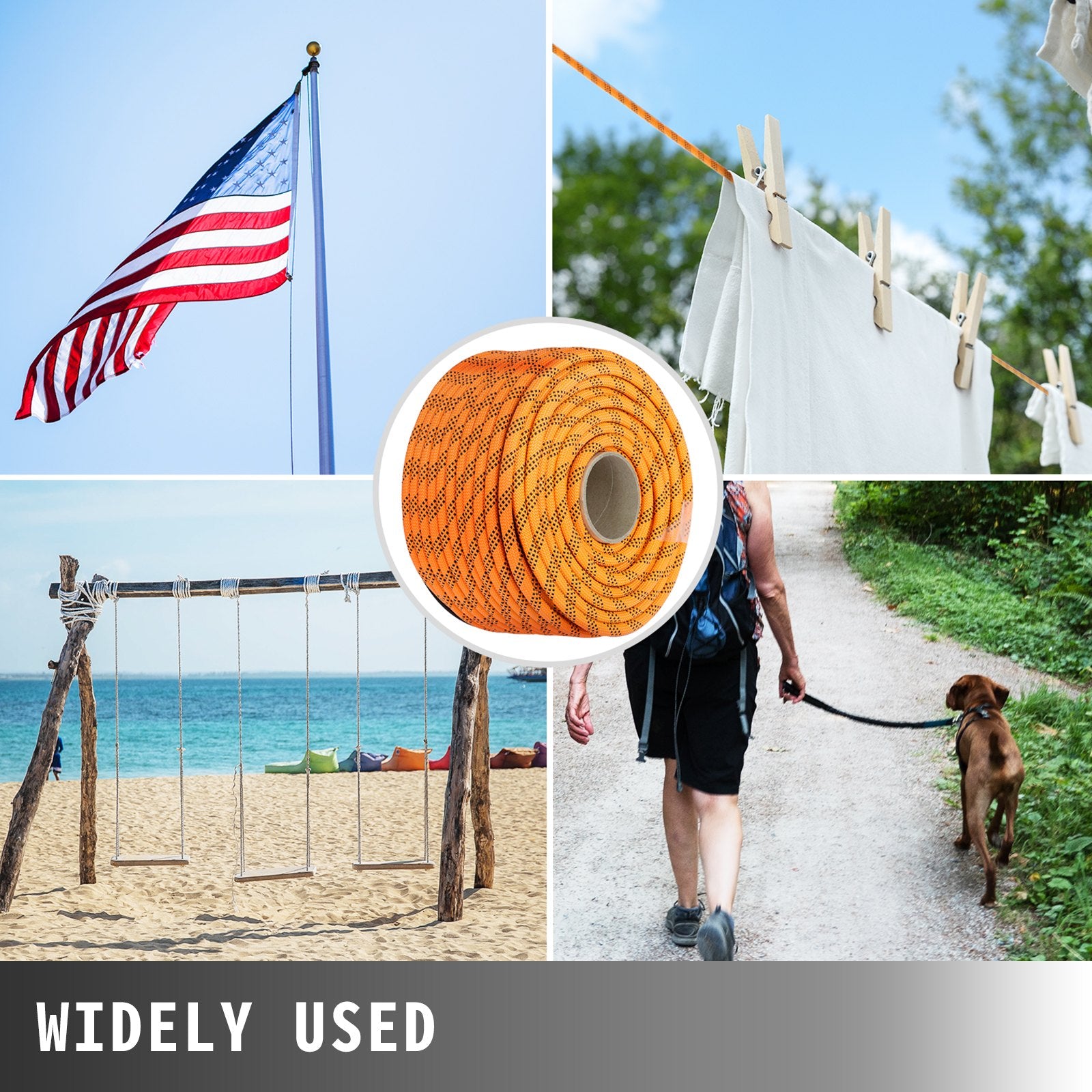 1.43cm Double Braid Polyester Rope 6096cm Nylon Pulling Rope 498.95kg High Force Polyester Load Sailing Rope(1.43cm-6096cm)