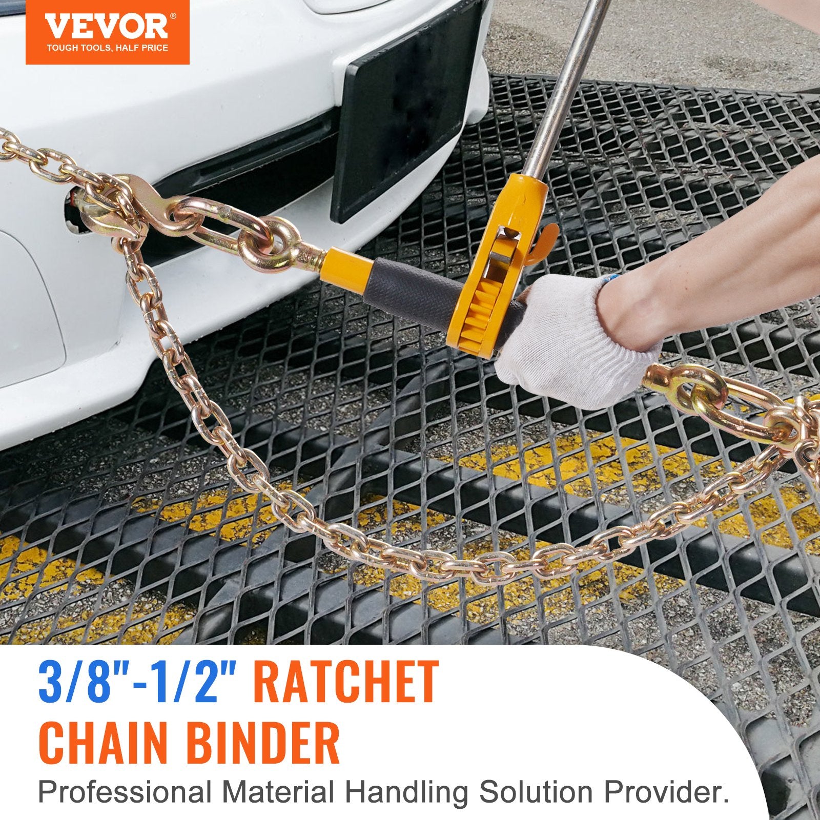 Ratchet Chain Binder 3/8"-1/2" Load Binders 12000 lbs w/ G80 Chains 4 Pcs
