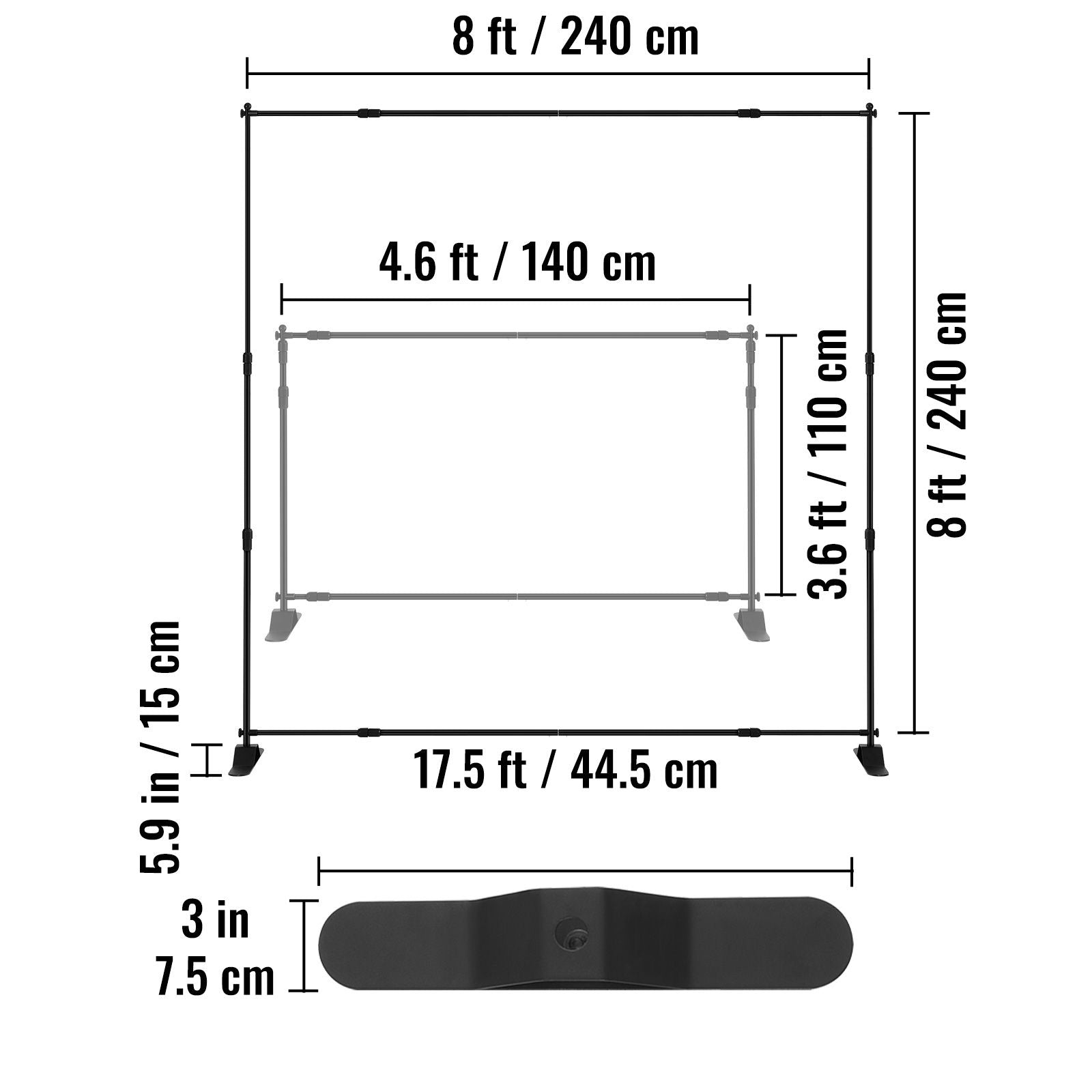 Telescopic Backdrop Banner Stand 8' x 8' Banner Stand Adjustable Step and Repeat Backdrop Banner Stand Retractable Banner Stand with Carrying Bag (8 ft)