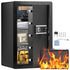 Single Door 3.5 cu.ft Safe Box with Key Lock & Password, Safe Lock Box with Fireproof Bag, Key Rack, LED Light, and 2 Shelves for Money, Documents, Jewelry, and Valuables, Black