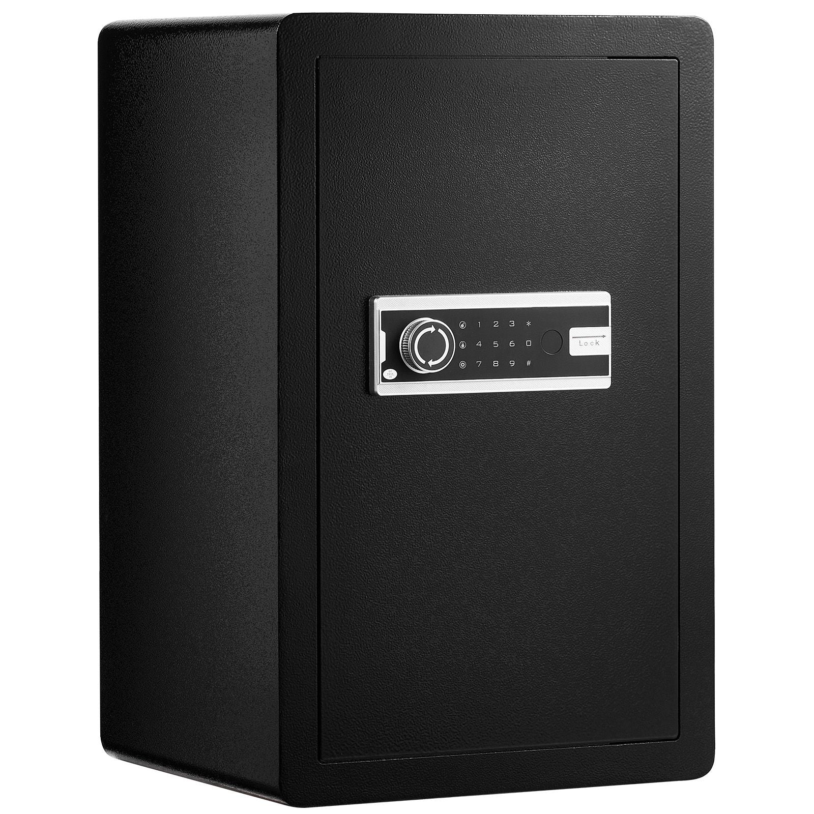 Single Door 3.5 cu.ft Safe Box with Key Lock & Password, Safe Lock Box with Fireproof Bag, Key Rack, LED Light, and 2 Shelves for Money, Documents, Jewelry, and Valuables, Black