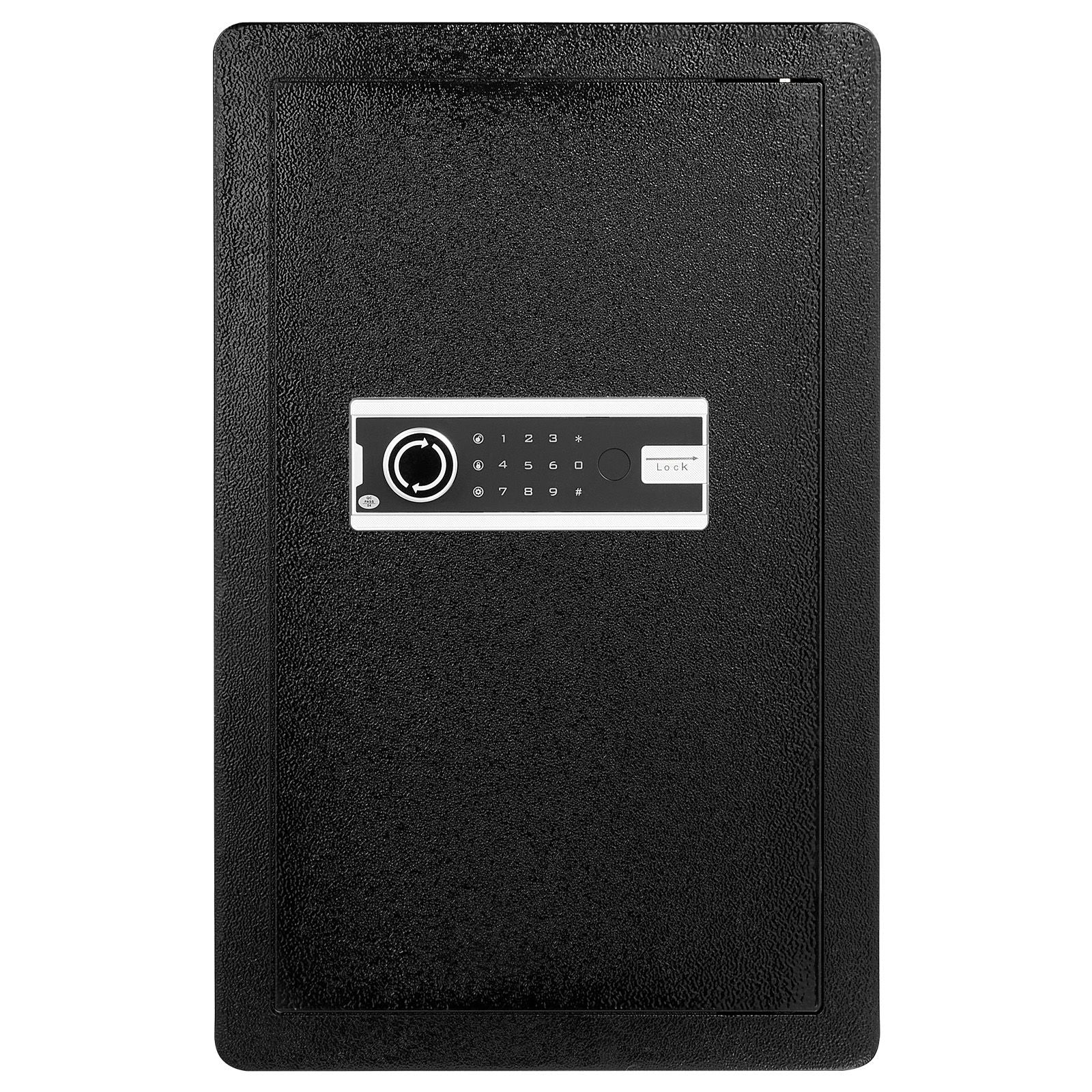 Single Door 3.5 cu.ft Safe Box with Key Lock & Password, Safe Lock Box with Fireproof Bag, Key Rack, LED Light, and 2 Shelves for Money, Documents, Jewelry, and Valuables, Black