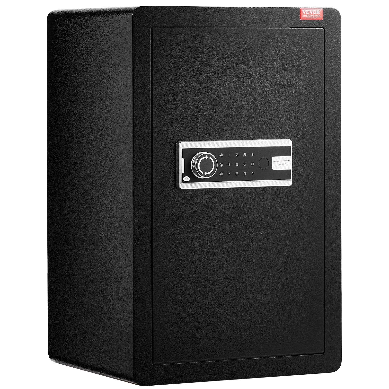 Single Door 3.5 cu.ft Safe Box with Key Lock & Password, Safe Lock Box with Fireproof Bag, Key Rack, LED Light, and 2 Shelves for Money, Documents, Jewelry, and Valuables, Black
