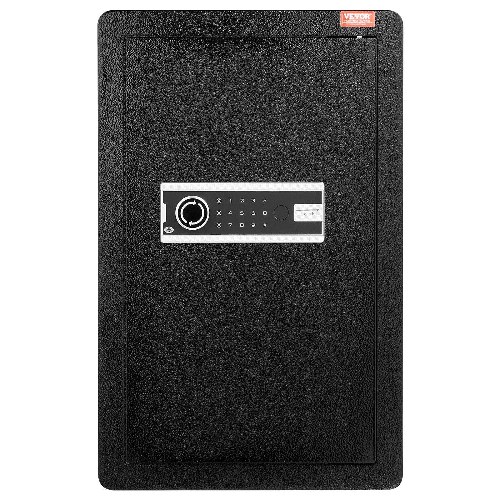 Single Door 3.5 cu.ft Safe Box with Key Lock & Password, Safe Lock Box with Fireproof Bag, Key Rack, LED Light, and 2 Shelves for Money, Documents, Jewelry, and Valuables, Black