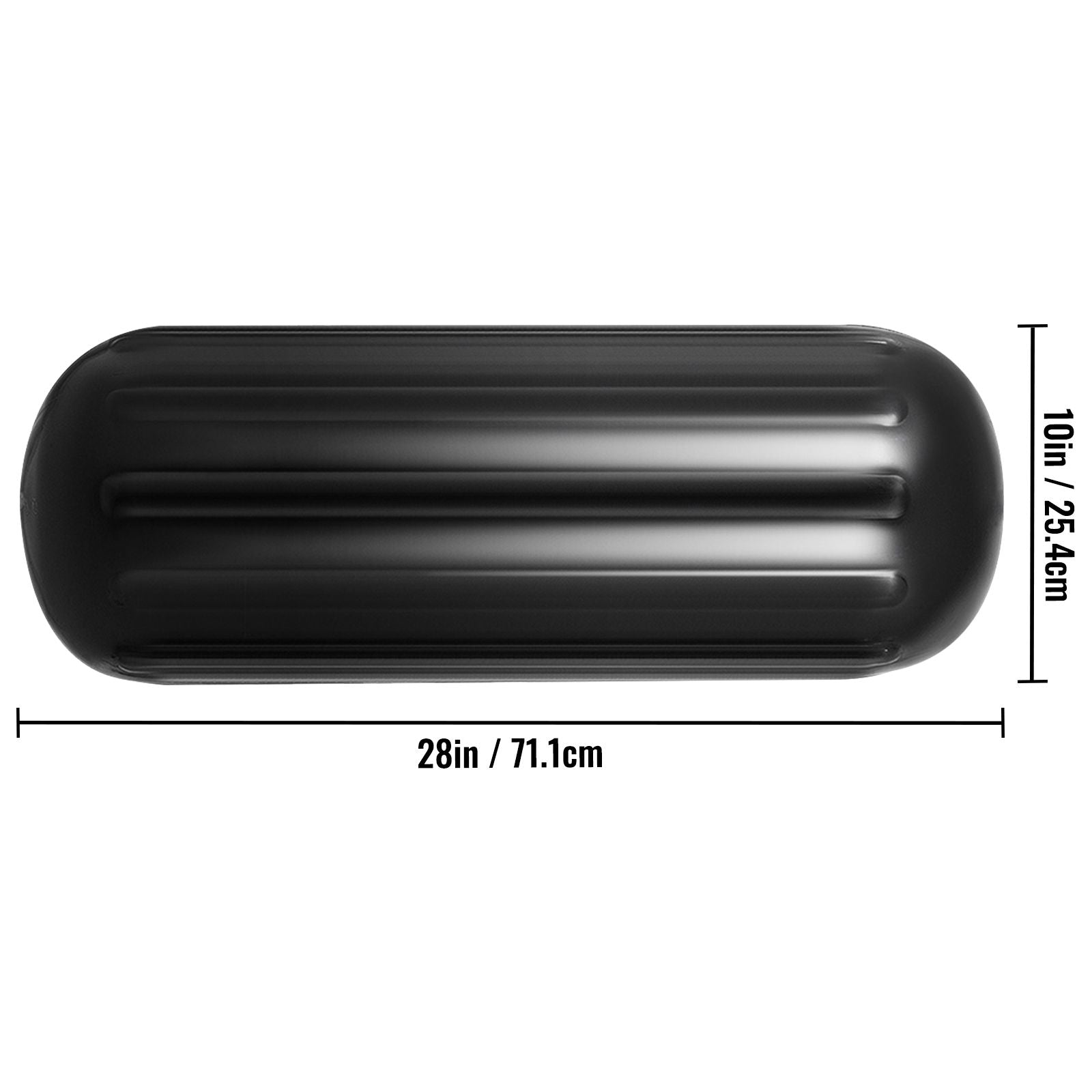 4 Pack 10x28in Boat Fenders Ribbed Vinyl Boat Bumpers with Ropes Black