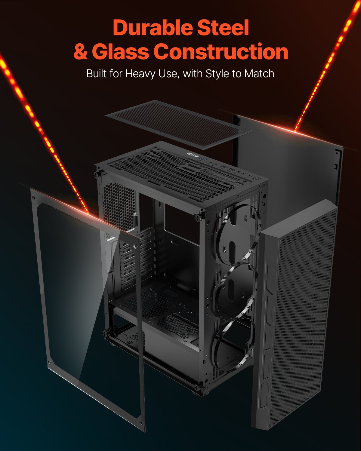 Mid-Tower ATX PC Gaming Case Computer Case Box with 3 x 120 mm ARGB Fans