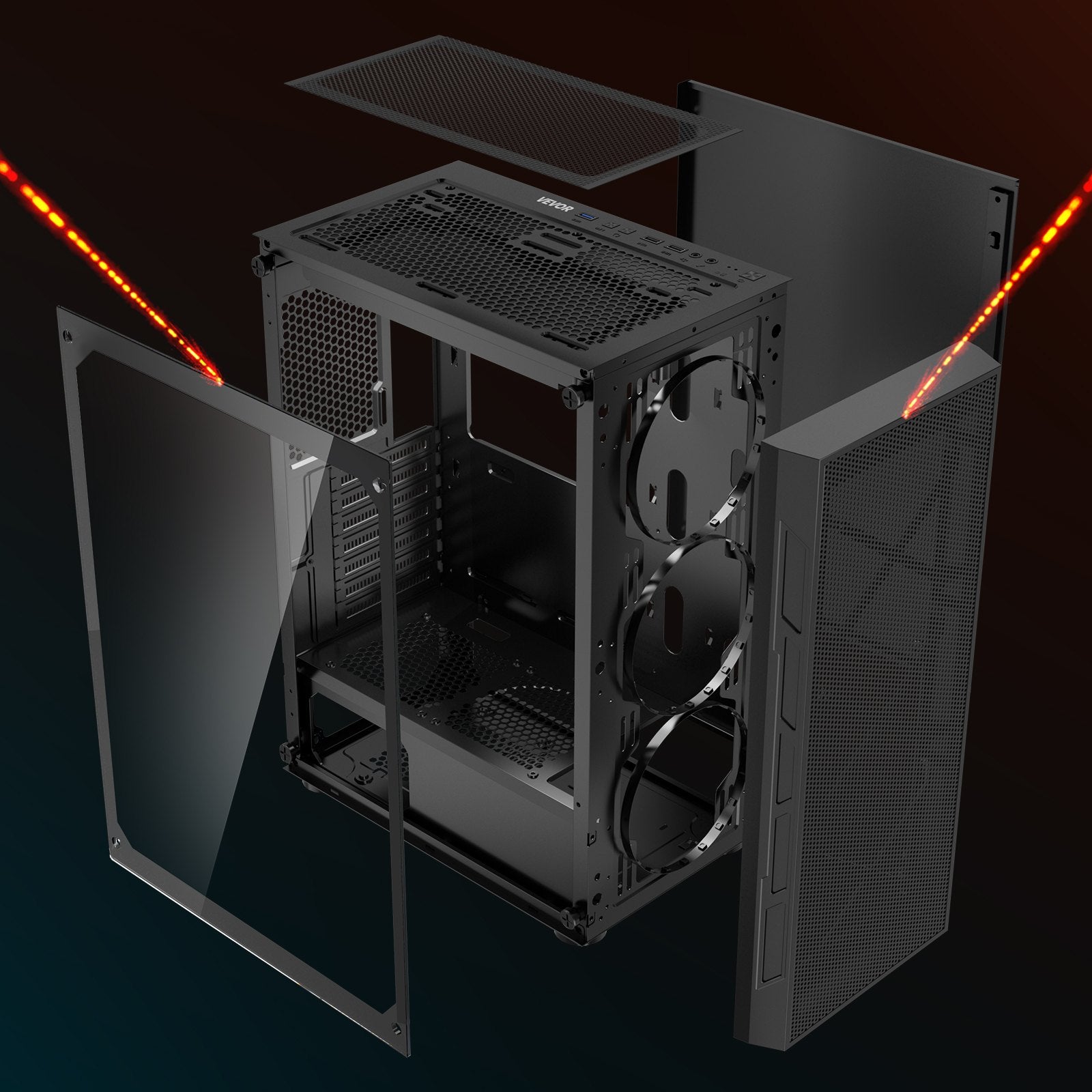 Mid-Tower ATX PC Gaming Case Computer Case Box with 3 x 120 mm ARGB Fans