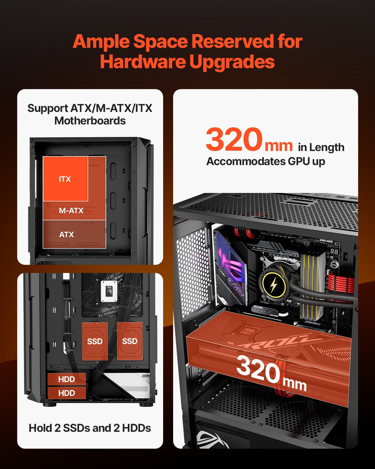 Mid-Tower ATX PC Gaming Case Computer Case Box with 4 x 120 mm ARGB Fans