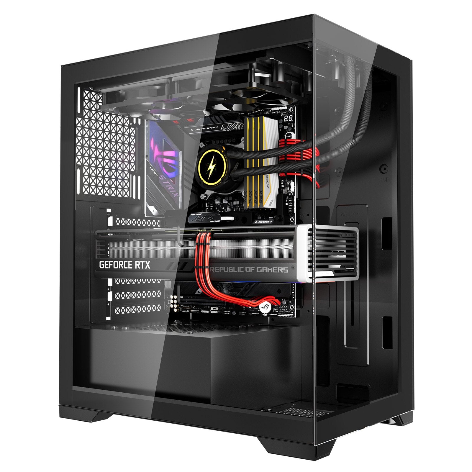 PC Gaming Case Mid-Tower Computer Case with 2 Fans for ATX Motherboard