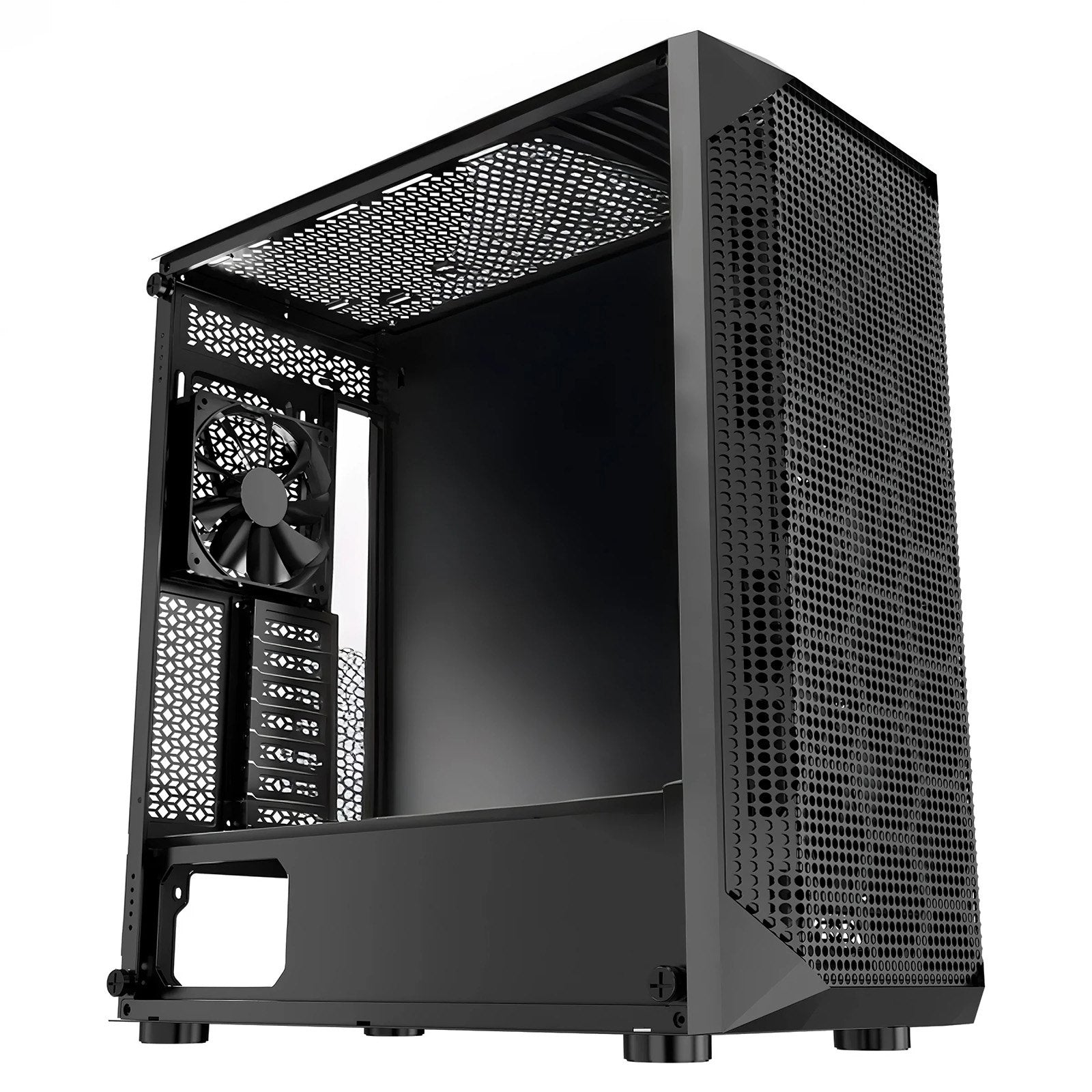 PC Gaming Case, Mid-Tower, Computer Case with High-Airflow Tempered Glass Panel, Dust Filter, 4 x 120 mm Fans, Cable Management, for GPU up to 270 mm in Length, Compatible with ATX/M-ATX/ITX