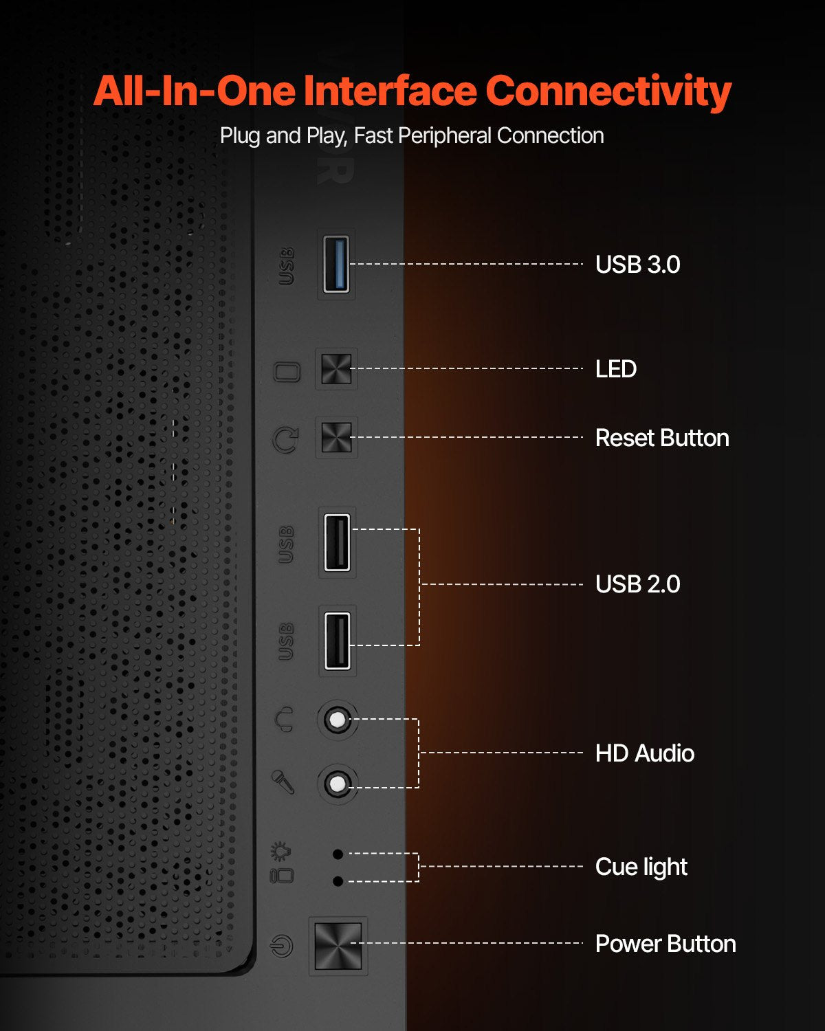 PC Gaming Case, Mid-Tower, Computer Case with High-Airflow Tempered Glass Panel, Dust Filter, 4 x 120 mm Fans, Cable Management, for GPU up to 270 mm in Length, Compatible with ATX/M-ATX/ITX
