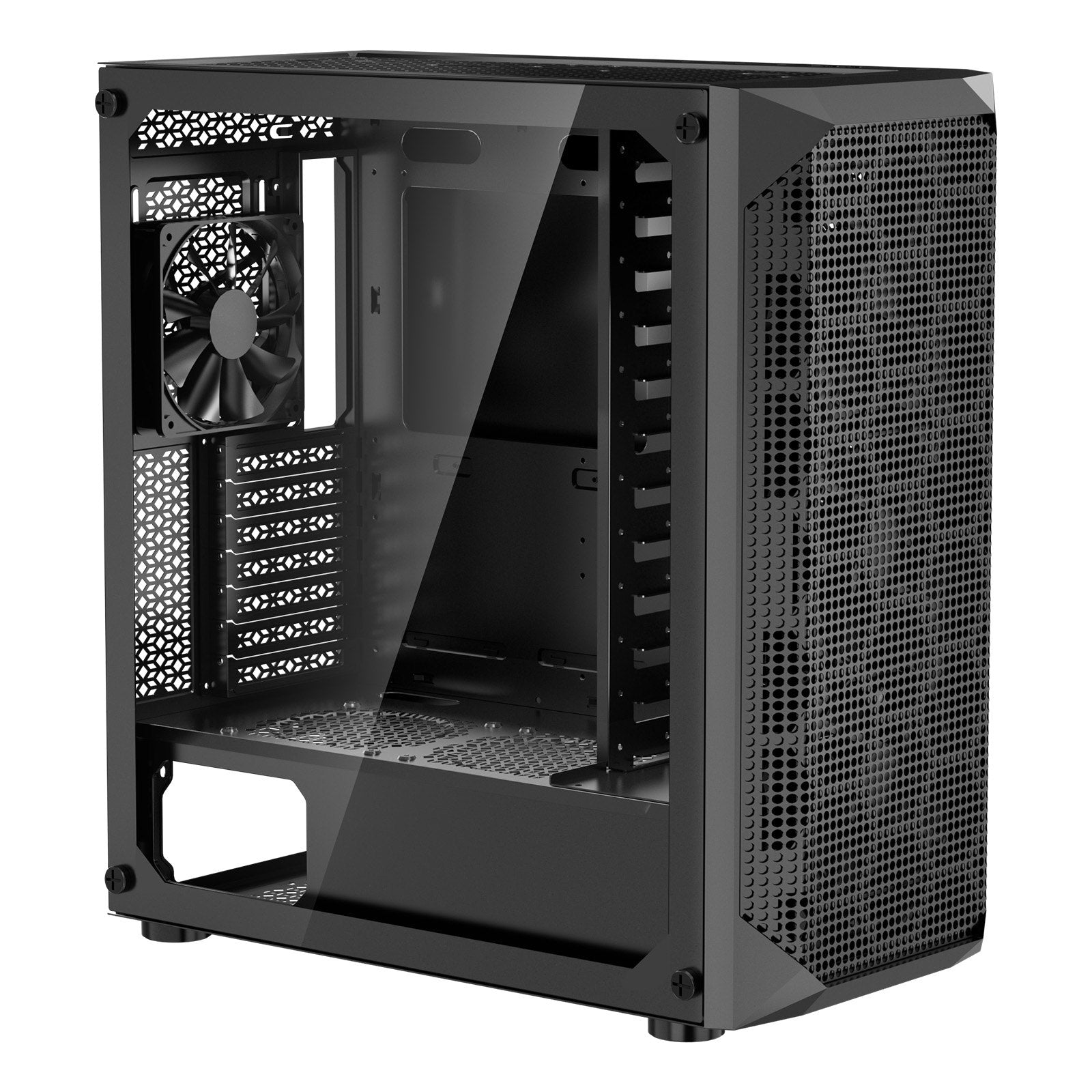 PC Gaming Case, Mid-Tower, Computer Case with High-Airflow Tempered Glass Panel, Dust Filter, 4 x 120 mm Fans, Cable Management, for GPU up to 270 mm in Length, Compatible with ATX/M-ATX/ITX