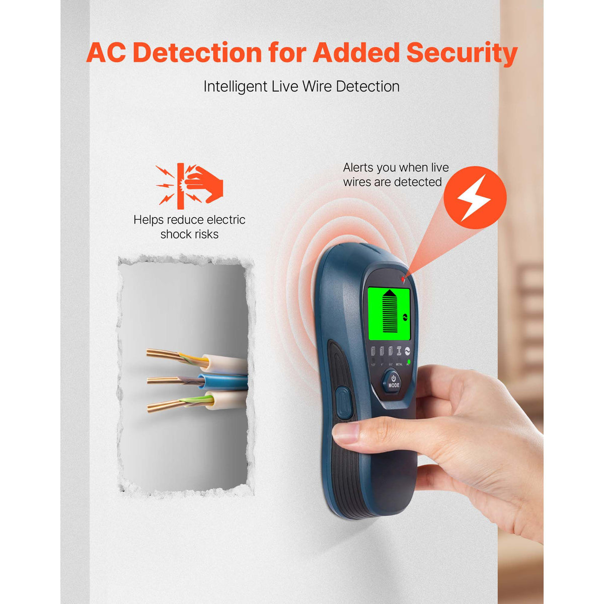5-in-1 Stud Finder Wall Scanner, Electronic Stud Detector, LCD & Alarm, Blue
