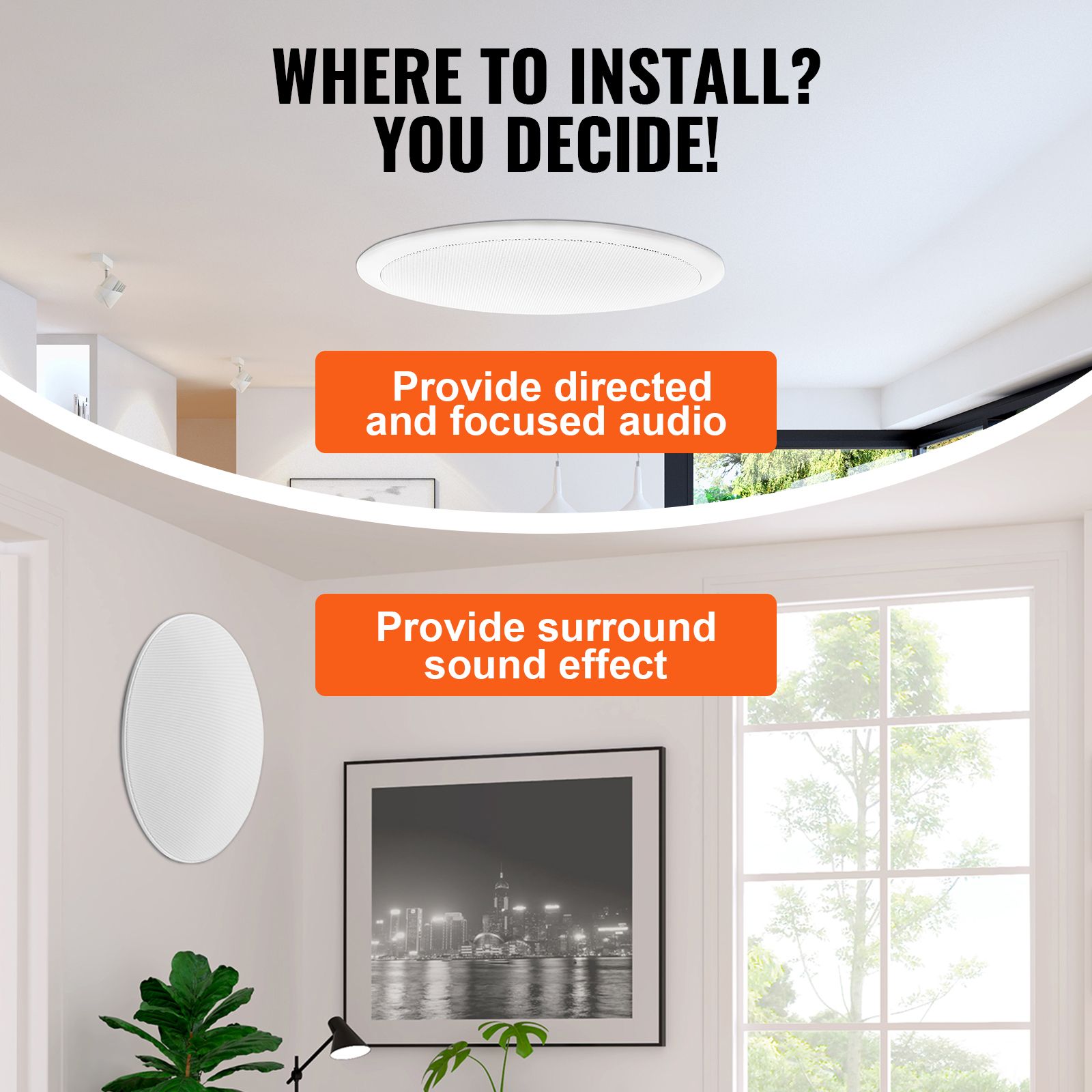4 PCs 203.2 mm in Ceiling Speakers, 100-Watts, Flush Mount Ceiling & in-Wall Speakers