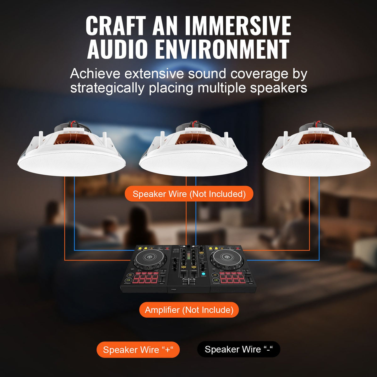 4 PCs 203.2 mm in Ceiling Speakers, 100-Watts, Flush Mount Ceiling & in-Wall Speakers