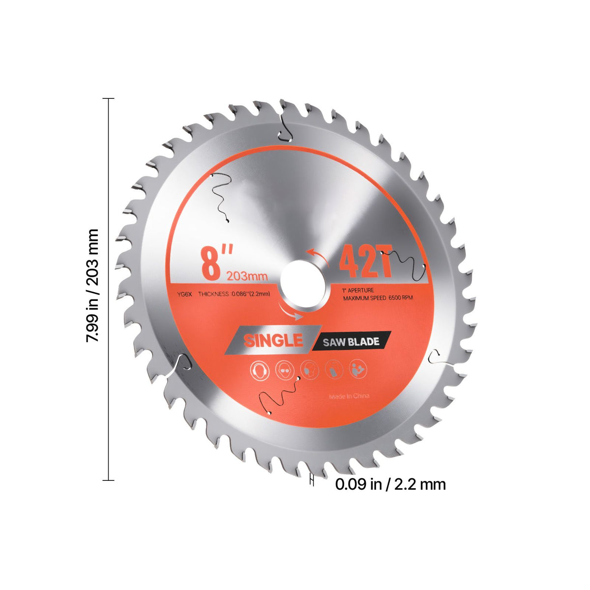 203mm Circular Saw Blade 42T Alloy Wood Cutting Blade 25.4mm Arbor