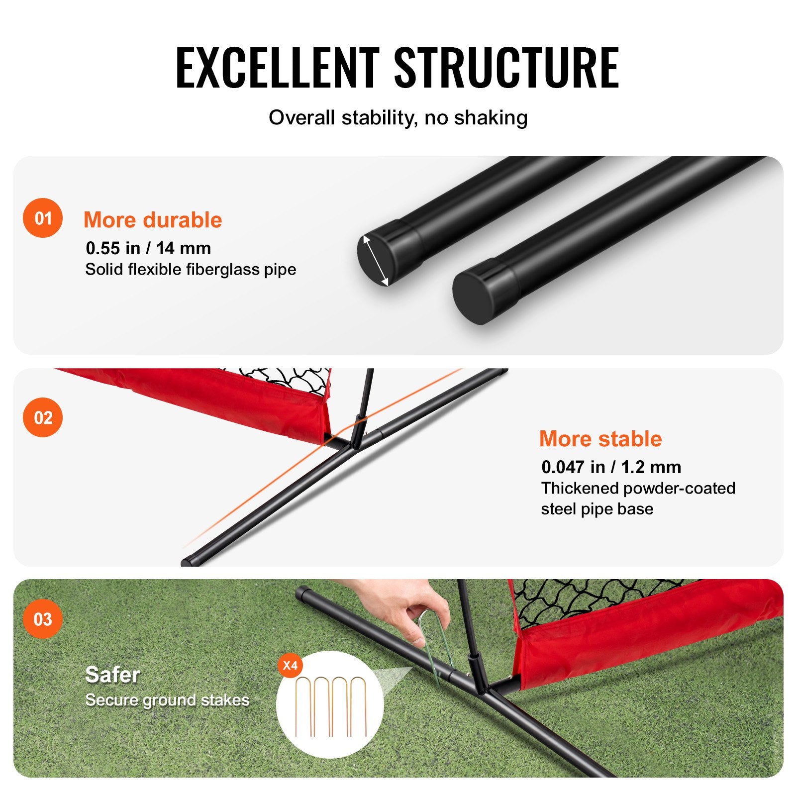 Barricade Backstop Net, 16x10 ft Ball Sports Barrier Netting, Portable Practice Equipment with Carry Bag, Protection Screen for Baseball Softball Lacrosse Soccer Hockey Training, for Backyard