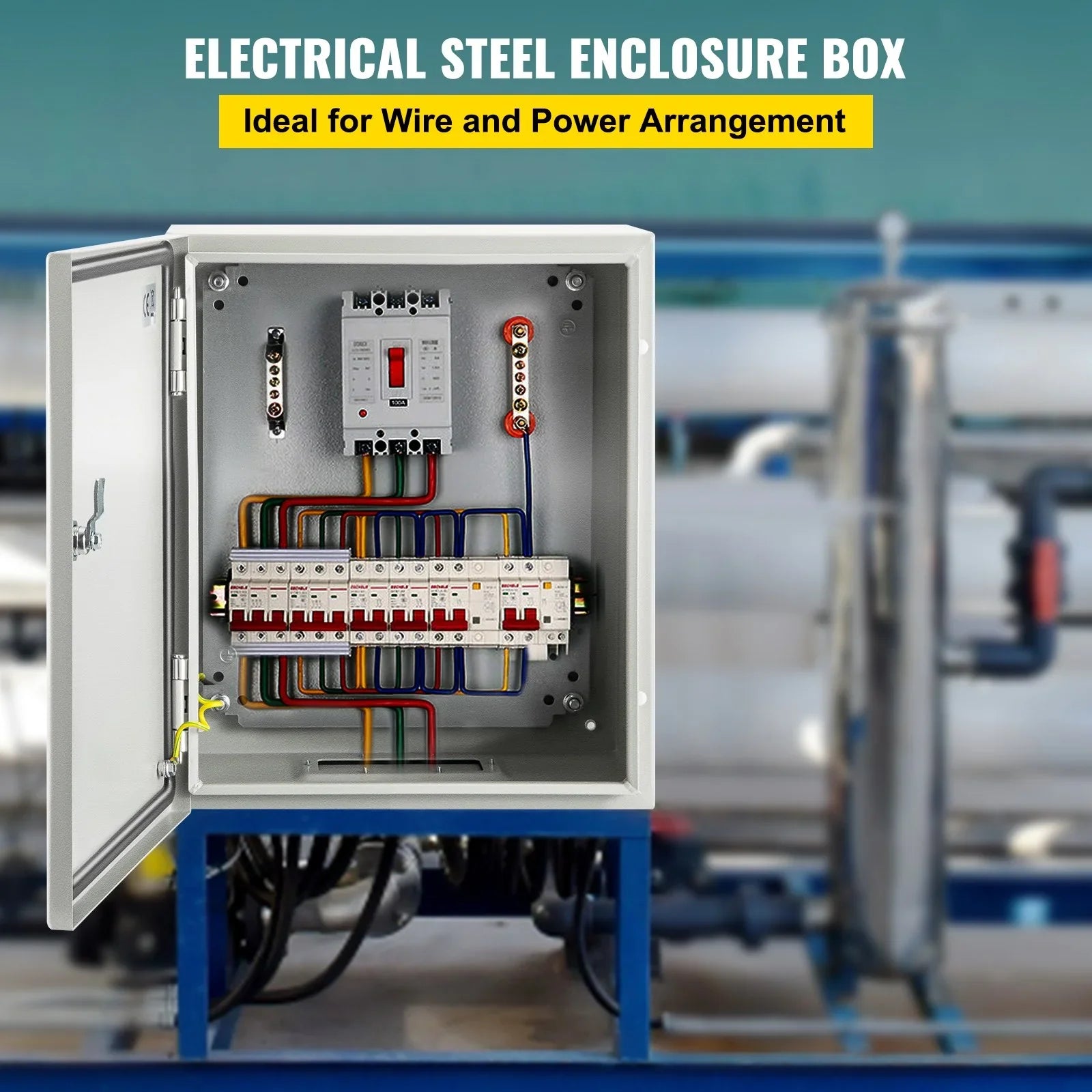 NEMA Steel Enclosure, 25 x 20 x 15 cm NEMA 4X Steel Electrical Box, IP66 Waterproof & Dustproof, Outdoor/Indoor Electrical Junction Box, with Mounting Plate