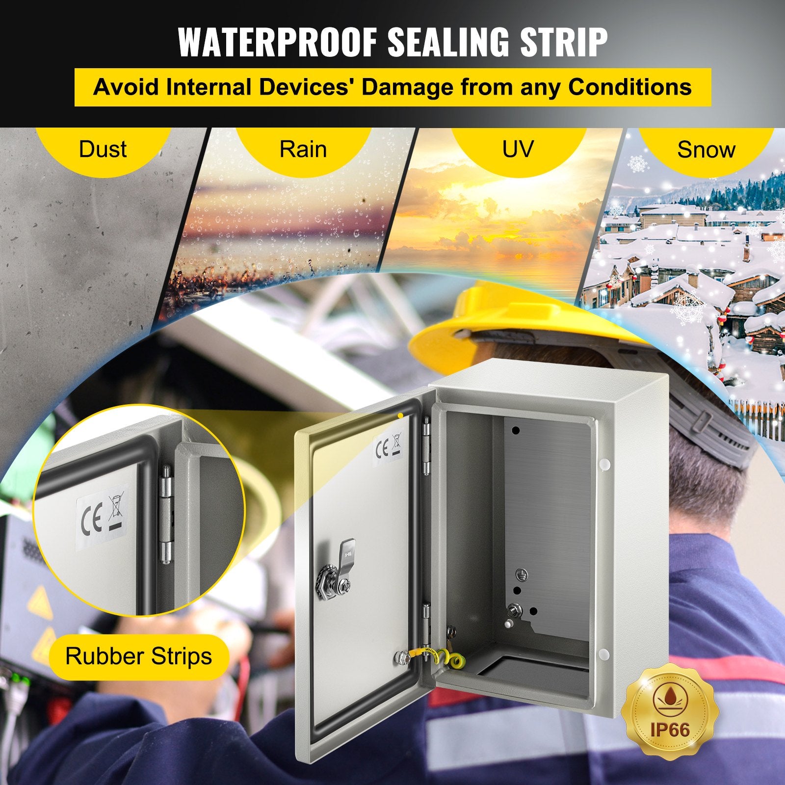 NEMA Steel Enclosure ,12 x 8 x 6\'\' NEMA 4X Steel Electrical Box, IP66 Waterproof & Dustproof, Outdoor/Indoor Electrical Junction Box, with Mounting Plate