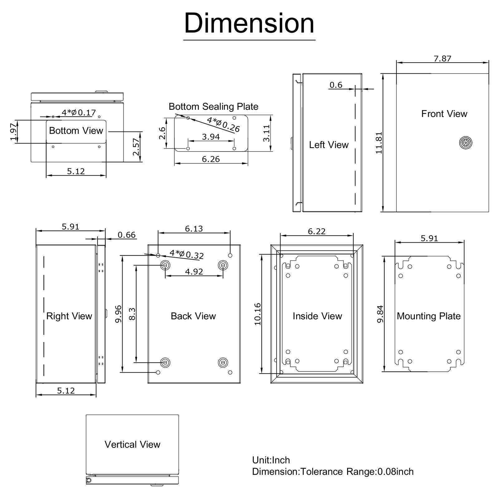 NEMA Steel Enclosure ,12 x 8 x 6\'\' NEMA 4X Steel Electrical Box, IP66 Waterproof & Dustproof, Outdoor/Indoor Electrical Junction Box, with Mounting Plate