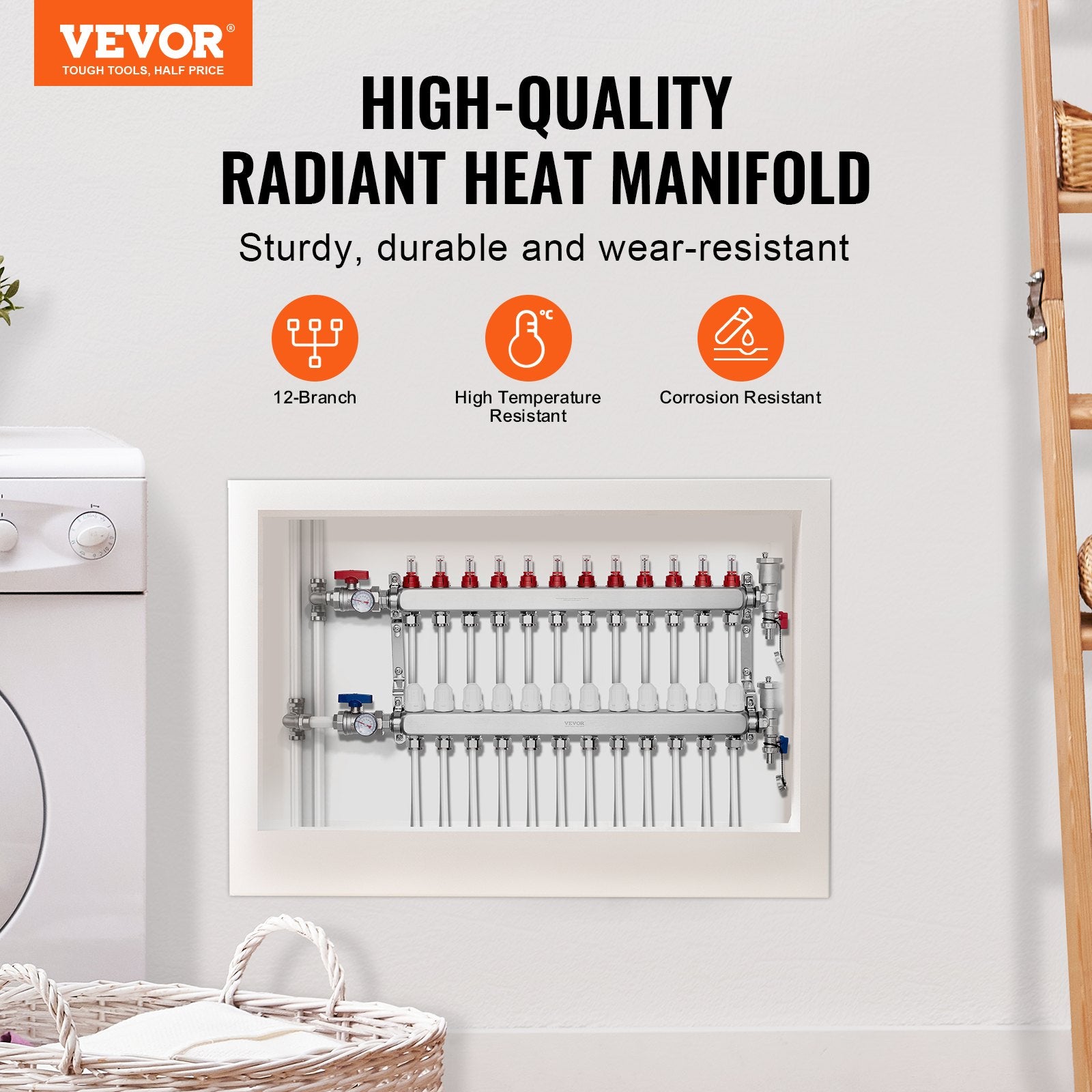 12-Branch Radiant Heat Manifold, 1/2