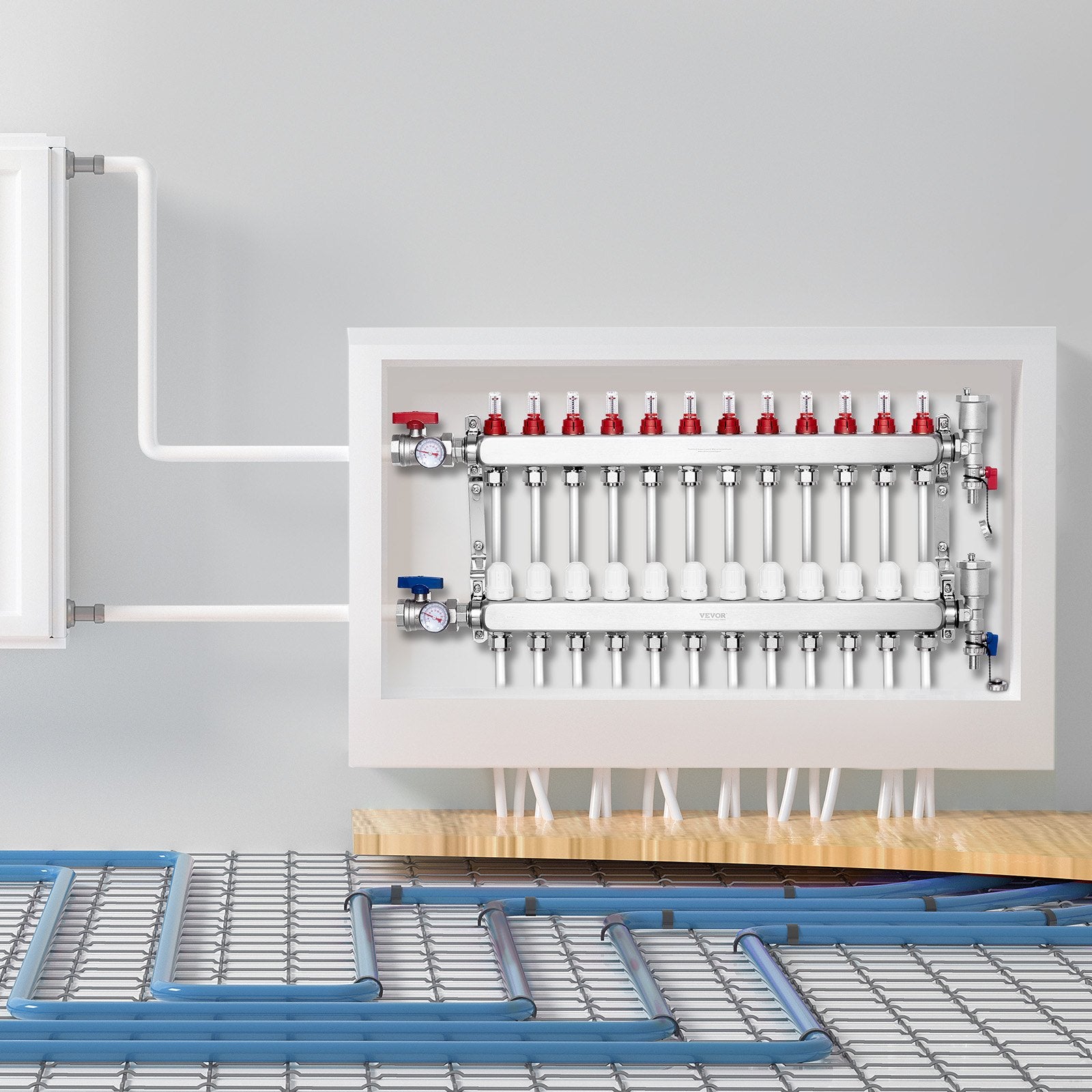 12-Branch Radiant Heat Manifold, 1/2