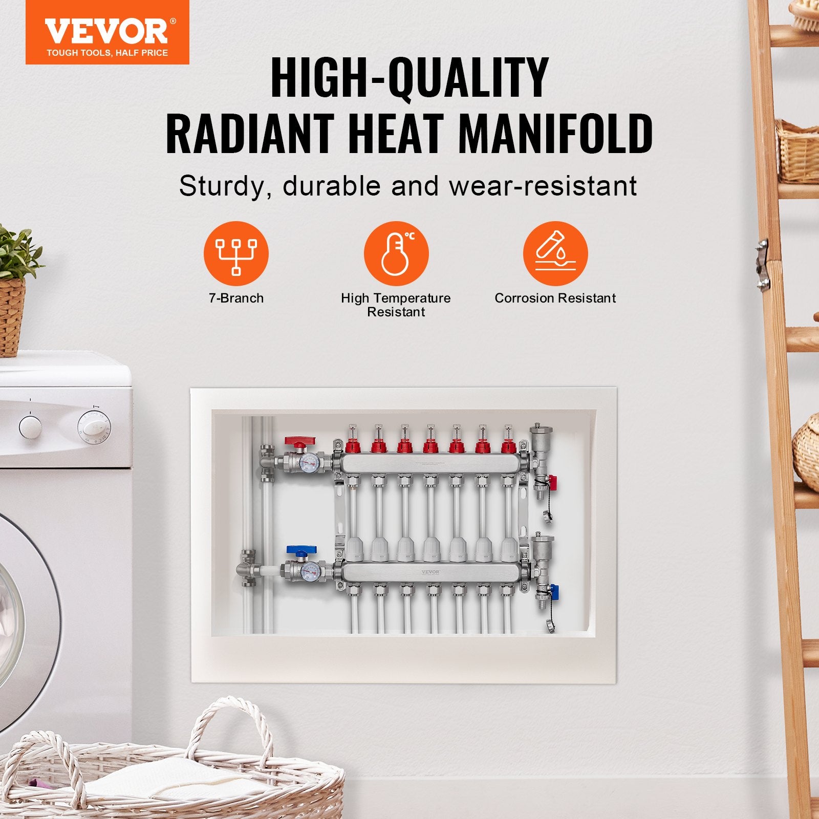7-Branch Radiant Heat Manifold, 1/2