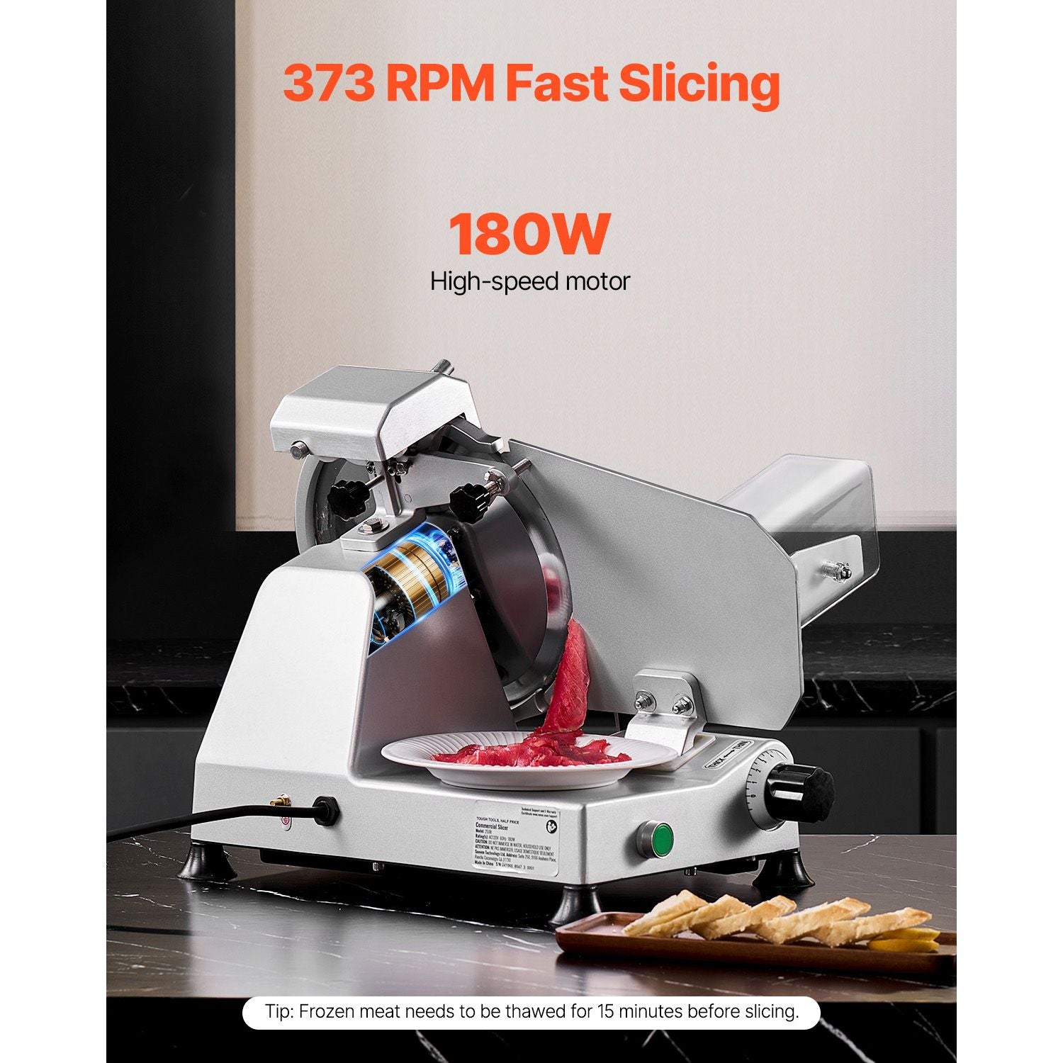 Meat Slicer 180W 250 mm Electric Deli Food Slicer for Meat Bread Cheese