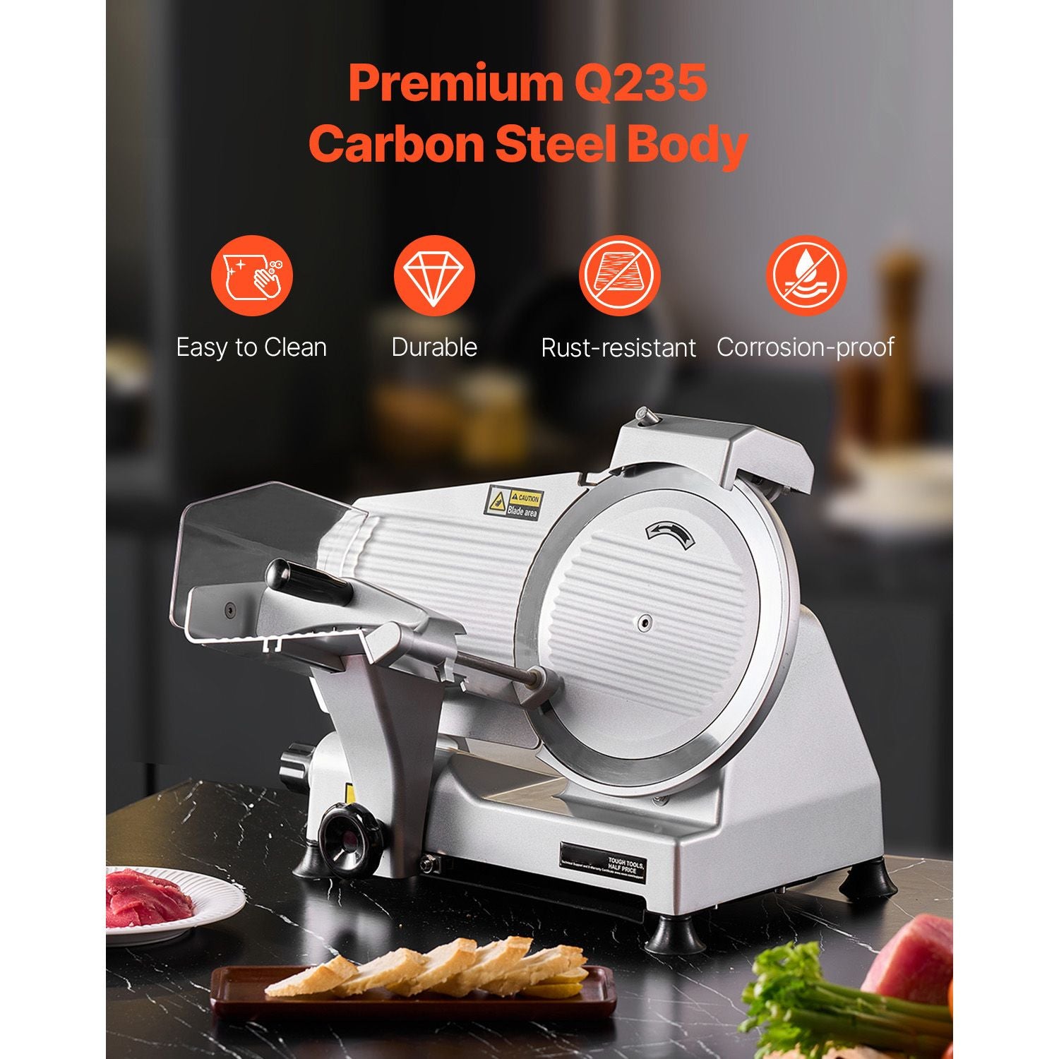 Meat Slicer 180W 250 mm Electric Deli Food Slicer for Meat Bread Cheese