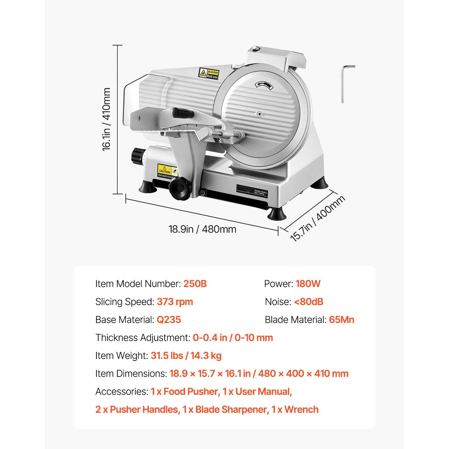Meat Slicer 180W 250 mm Electric Deli Food Slicer for Meat Bread Cheese